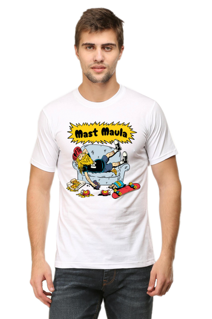 Graphic T-Shirt with Hindi Quote MAST MAULA | Unisex T-Shirts for Men & Women | 100% Cotton | Casual Graphic Tee | Cash on Delivery Available
